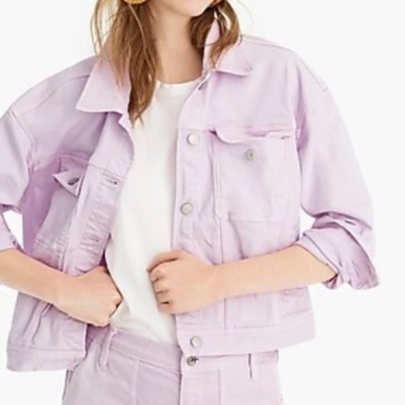 J Crew Classic Denim Jacket in Light Purple Lilac Lavender Small